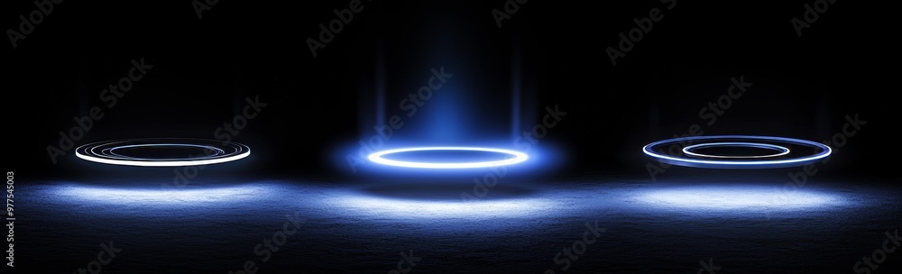 Poster Abstract hud hologram with spot light in the middle futuristic technology with transparent background