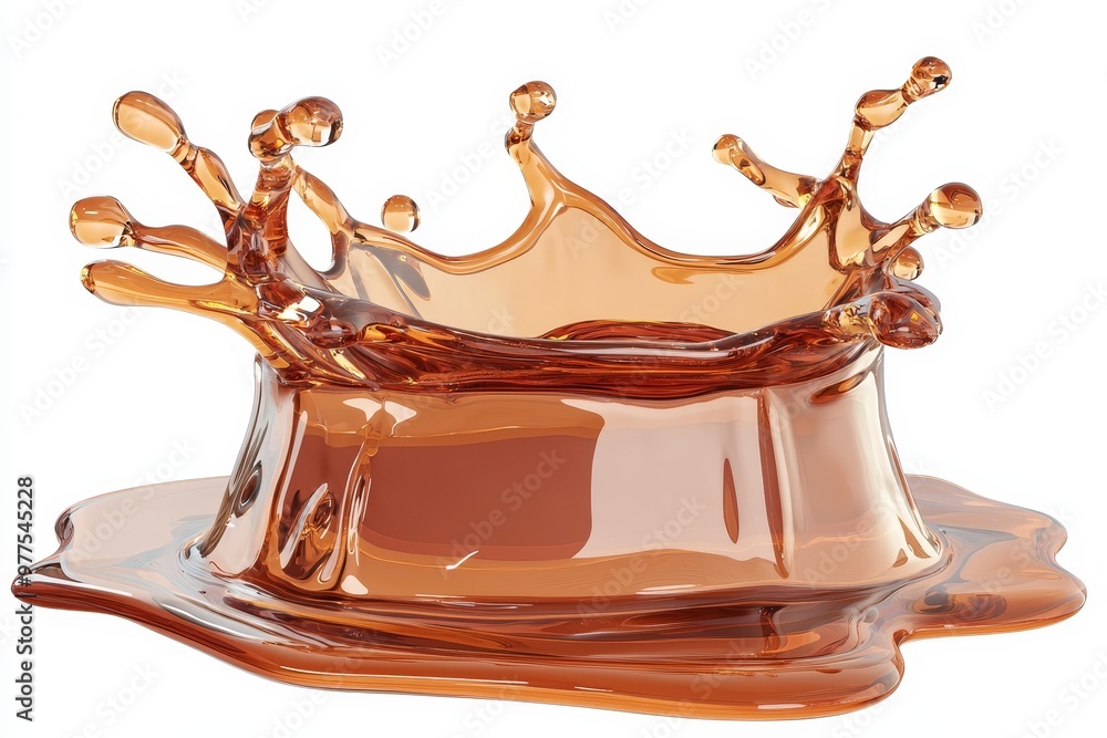 Fototapete cream coffee liquid swirl splash isolated on clear background with little foundation bubbles. liquid