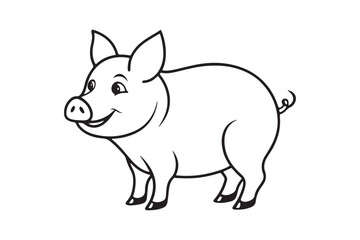Pig line art silhouette vector illustration, Pig line art silhouette vector, Pig line art 