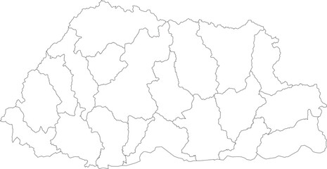 BHUTAN MAP with its administrative divisions and regions