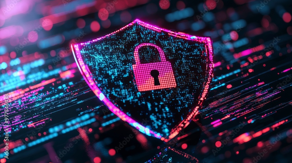Aufkleber Cyber security and data protection, internet network security, protecting business and financial data from cyber attacks, encryption of user private data