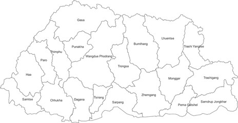 Obraz premium BHUTAN MAP with its administrative divisions and regions