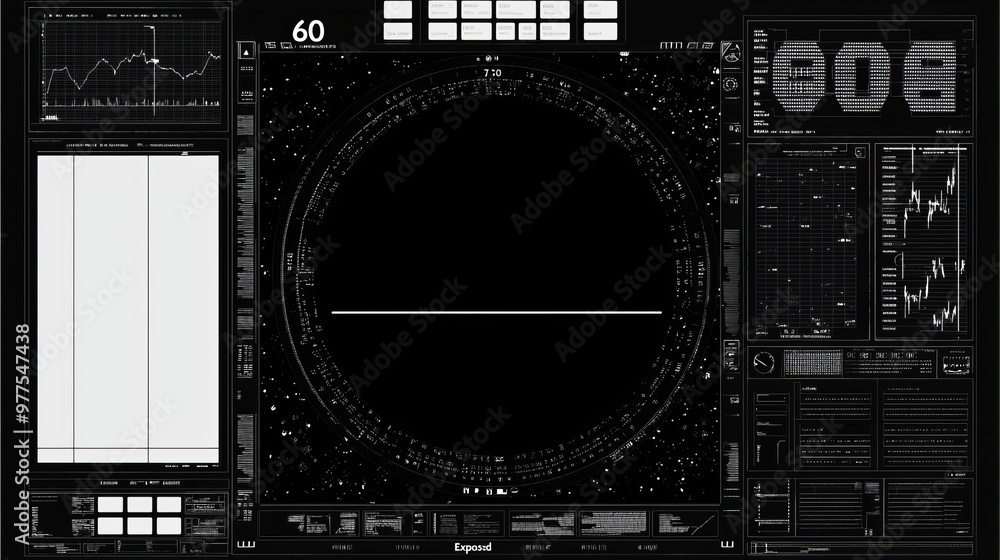 Aufkleber The future of head-up displays with infographic elements. Display screens for computers with virtual backgrounds. 3D renderings.