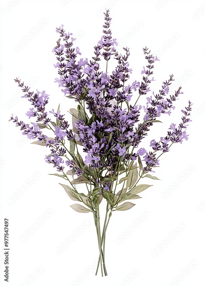 Wall mural Beautiful fresh lavender flowers on a white background