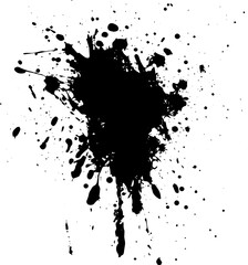 Eclaboussures d'encre noire sur fond transparent