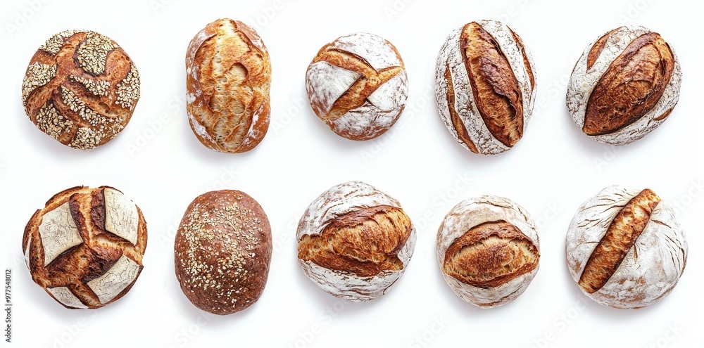 Poster the set involves delicious homemade pastries and breads placed on a transparent background, various 