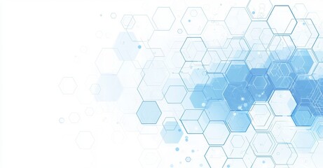 Fototapeta premium Geometric hexagonal pattern in blue. Healthcare medical and technology background. Graphigraphic digital science concept design.