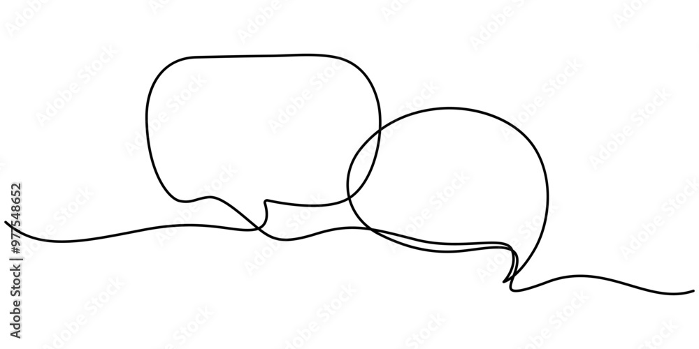 Fototapete Continuous one single line drawing of speech bubble icon. Talk text box, feedback message box and comment vector, Speech Bubble Single Line Icon, One continuous line drawing of Speech bubble. Chat
