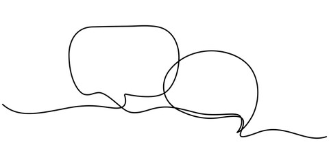 Continuous one single line drawing of speech bubble icon. Talk text box, feedback message box and comment vector, Speech Bubble Single Line Icon, One continuous line drawing of Speech bubble. Chat

