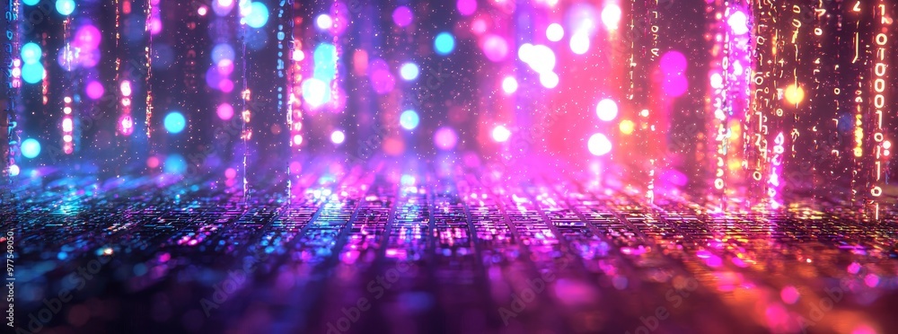 Poster blue purple futuristic circuit around a cyber science technology background. future communication in