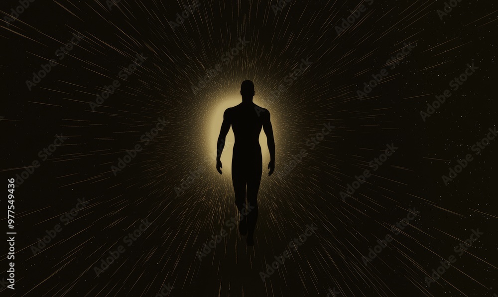 Poster a futuristic hud style simulation of the human body showing the bones, joints, organs, and brain in 