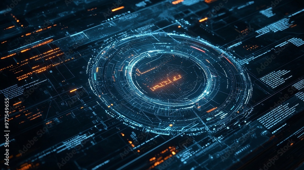 Poster Background of futuristic digital eye data networks and cyber security technologies