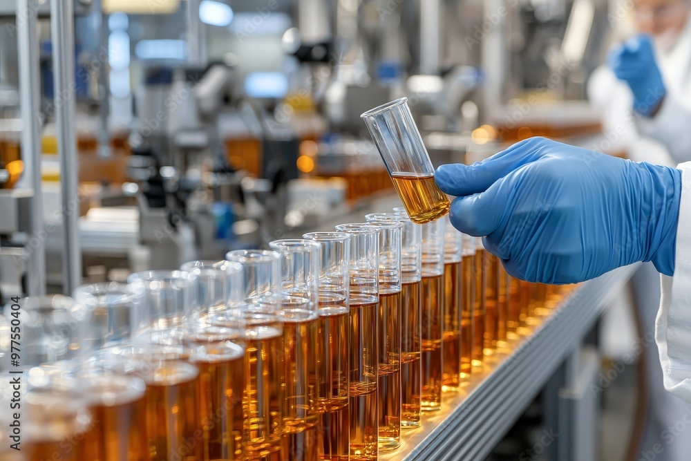 Aufkleber The first generation of stock (AI). A technician extracts DNA samples for forensic analysis. Concept of biotechnology in forensic science.