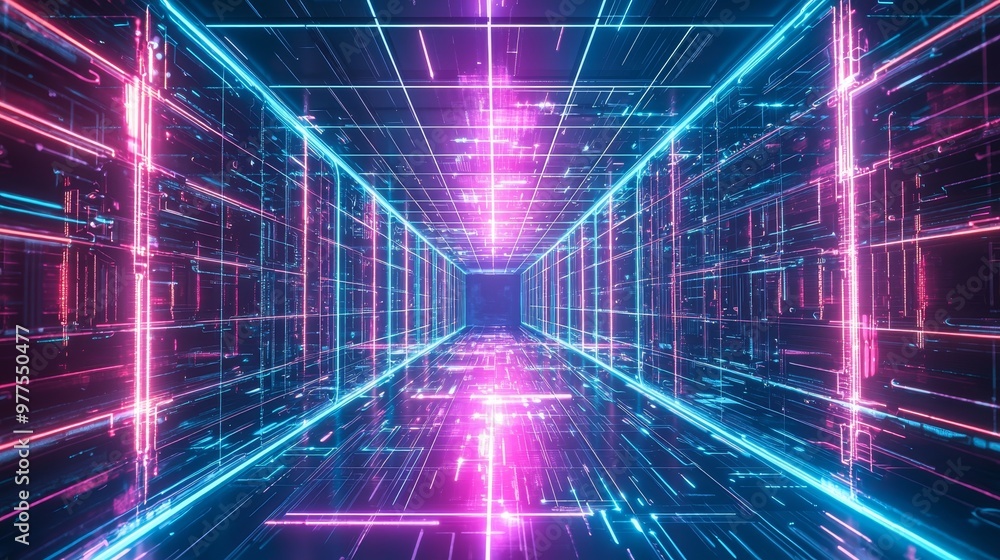 Poster abstract futuristic technology background. lines of network, big data, data center, server, internet