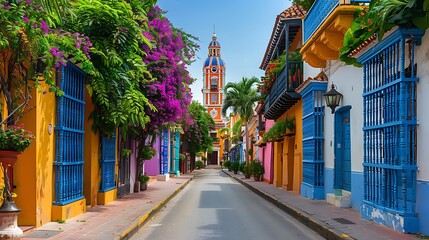 Walking through the streets of Cartagena, Colombia, immerses you in a vibrant mix of colonial architecture, colorful houses, and lively plazas. The historic walled city, with its rich cultural 