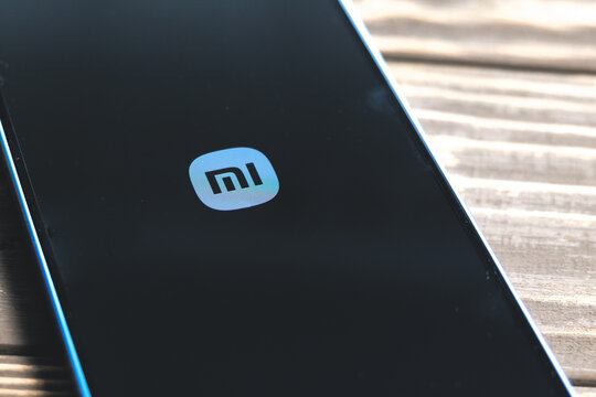 KYIV, UKRAINE - September 15, 2024 : Xiaomi MI logo on xiaomi modern smartphone screen.