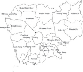 CAMBODIA MAP with its administrative divisions and regions
