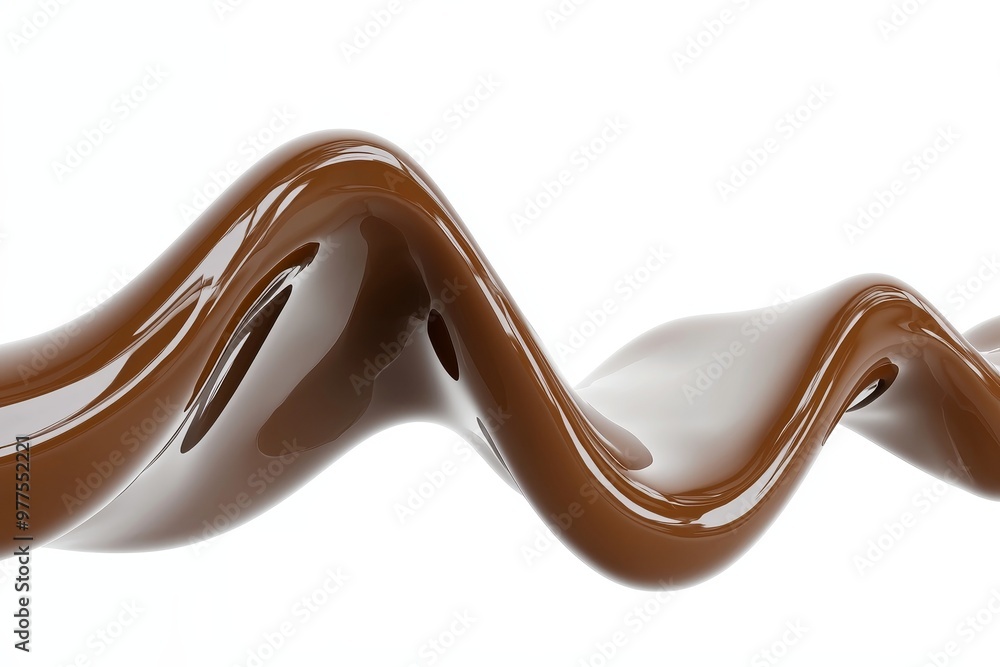 Aufkleber There is a swirl of dark brown chocolate, coffee, or cocoa liquid isolated on a clear transparent background, with little chocolate bubbles floating in the liquid fluid element.