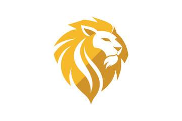  A golden lion head logo vector art illustration 