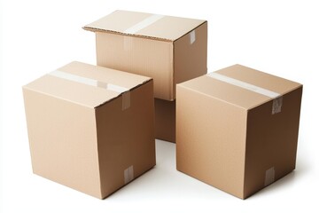 Fototapeta premium An isolated png background with boxes or cartons from various sides for packaging. Open and close the boxes.