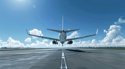 Obraz premium Airplane Landing on Runway