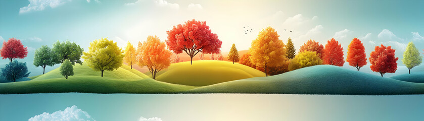 Whimsical Landscape Calendar 2025: Seamless Background Design Evoking Imagination and Creativity in Playful Photo Stock