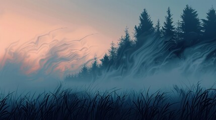 Obraz premium Misty Forest at Dawn