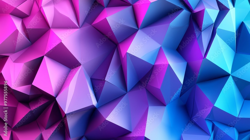 Aufkleber the low-poly version of a 3d render of blue and purple geometric shapes