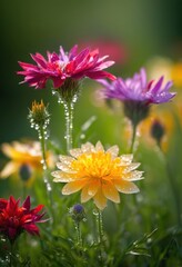 Obraz premium vibrant wildflower macro showcasing stunning details colorful blossoms textures natural settings, nature, bloom, petal, landscape, plant, flora, outdoor