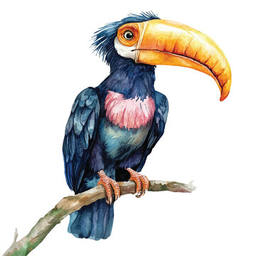 recommend clip art: Hornbill watercolor clipart illustration isolated