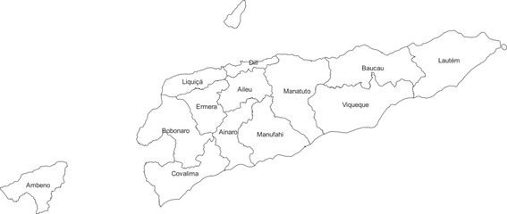 EAST TIMOR MAP WITH DIVISIONS MAP 2D ILUSTRATION WITH DIVISIONS COUNTIES STATES