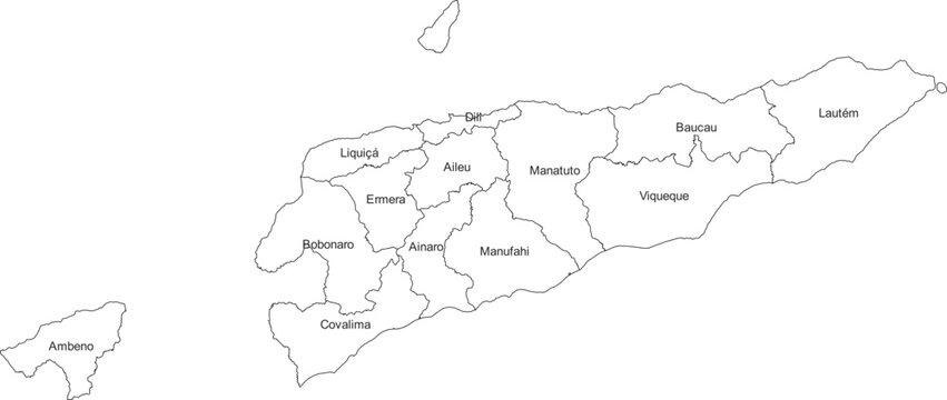 EAST TIMOR MAP WITH DIVISIONS MAP 2D ILUSTRATION WITH DIVISIONS COUNTIES STATES