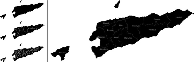EAST TIMOR MAP WITH DIVISIONS MAP 2D ILUSTRATION WITH DIVISIONS COUNTIES STATES