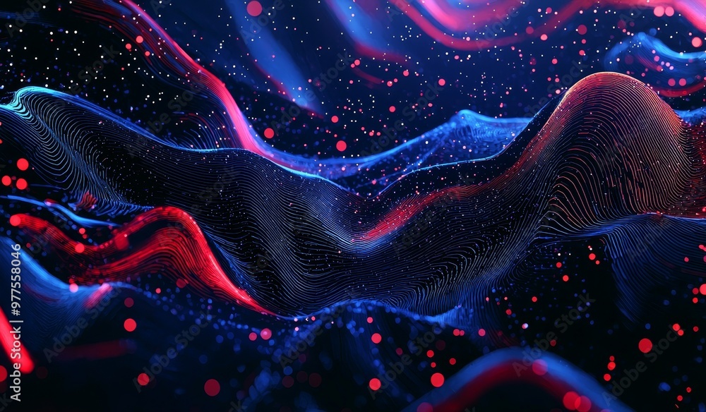 Poster intertwined dna strands in abstract digital art