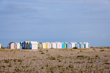 Les cabines de plage et l'océan à Cayeux-sur-Mer