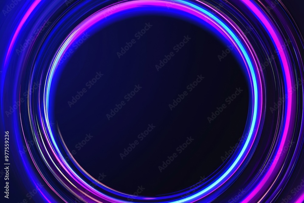 Poster Digital technology circle on dark background. Big data and technology concept. 3D rendering.