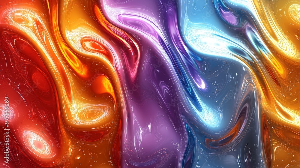 Leinwandbilder The swirl of colorful waves, combined with the abstract swirl, creates a dynamic and eye-catching visual effect.