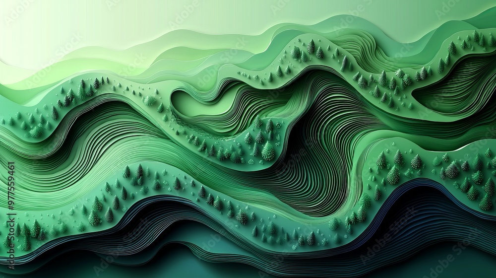 Poster An abstract design with layers of smooth, layered textures that creates a fluid and dynamic effect