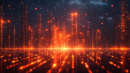Obraz premium Rhythmic and spatial dimensions in music production are illustrated in this abstract representation of delay effects using audio signals echoing across a digital landscape