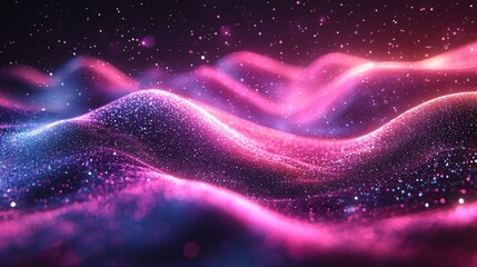 Obraz premium This abstract digital wave illustration features vibrant hues of blue, red, and purple creating a futuristic, dynamic look.