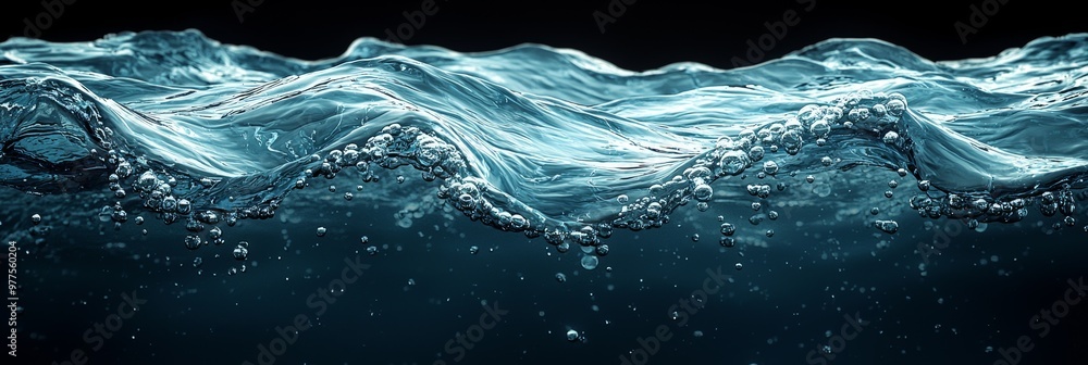 Poster A close-up of a vibrant turquoise water surface designed with dynamic ripples - great for your projects!