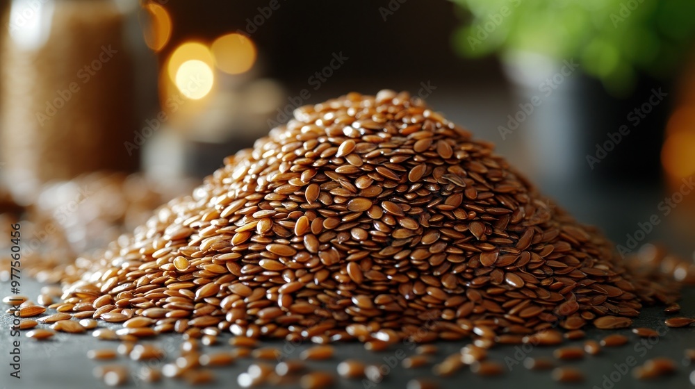 Sticker Closeup of a Pile of Flax Seeds