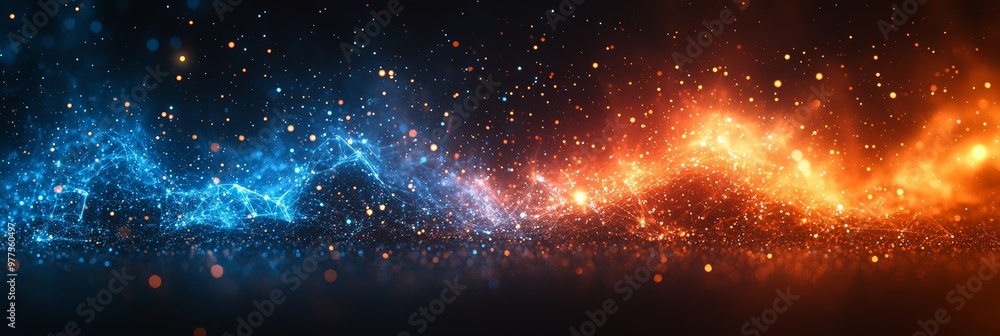 Poster A hyperspace vortex with futuristic technology elements in a cosmic space background with dynamic light trails.