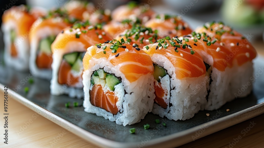 Canvas Prints Delicious Salmon Sushi Rolls