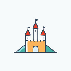 Medieval castle perched on a hill vector art illustration icon design. Icon concept design