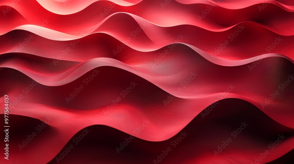 Leinwandbilder Dynamic and modern abstract red background with layered curves.