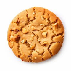 Cookie with peanut on white background.