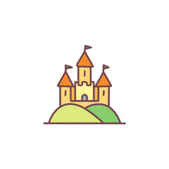 Medieval castle perched on a hill vector art illustration icon design. Icon concept design