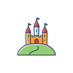 Medieval castle perched on a hill vector art illustration icon design. Icon concept design
