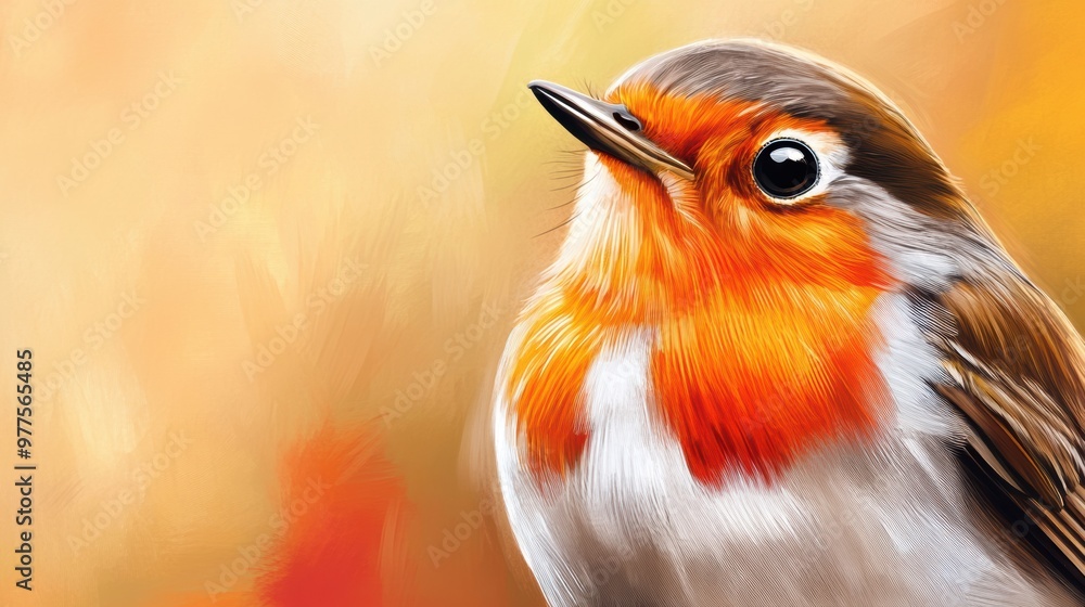 Canvas Prints A close up of a bird with orange and white feathers, AI